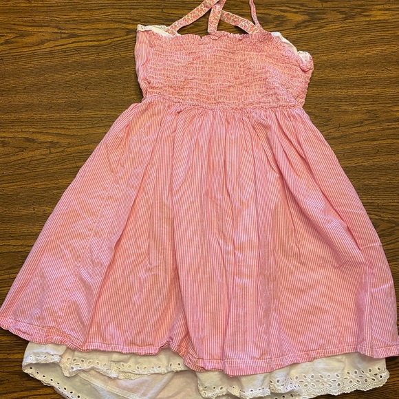 ❤️Pink and white strip dress with floral straps❤️ - Picture 3 of 8